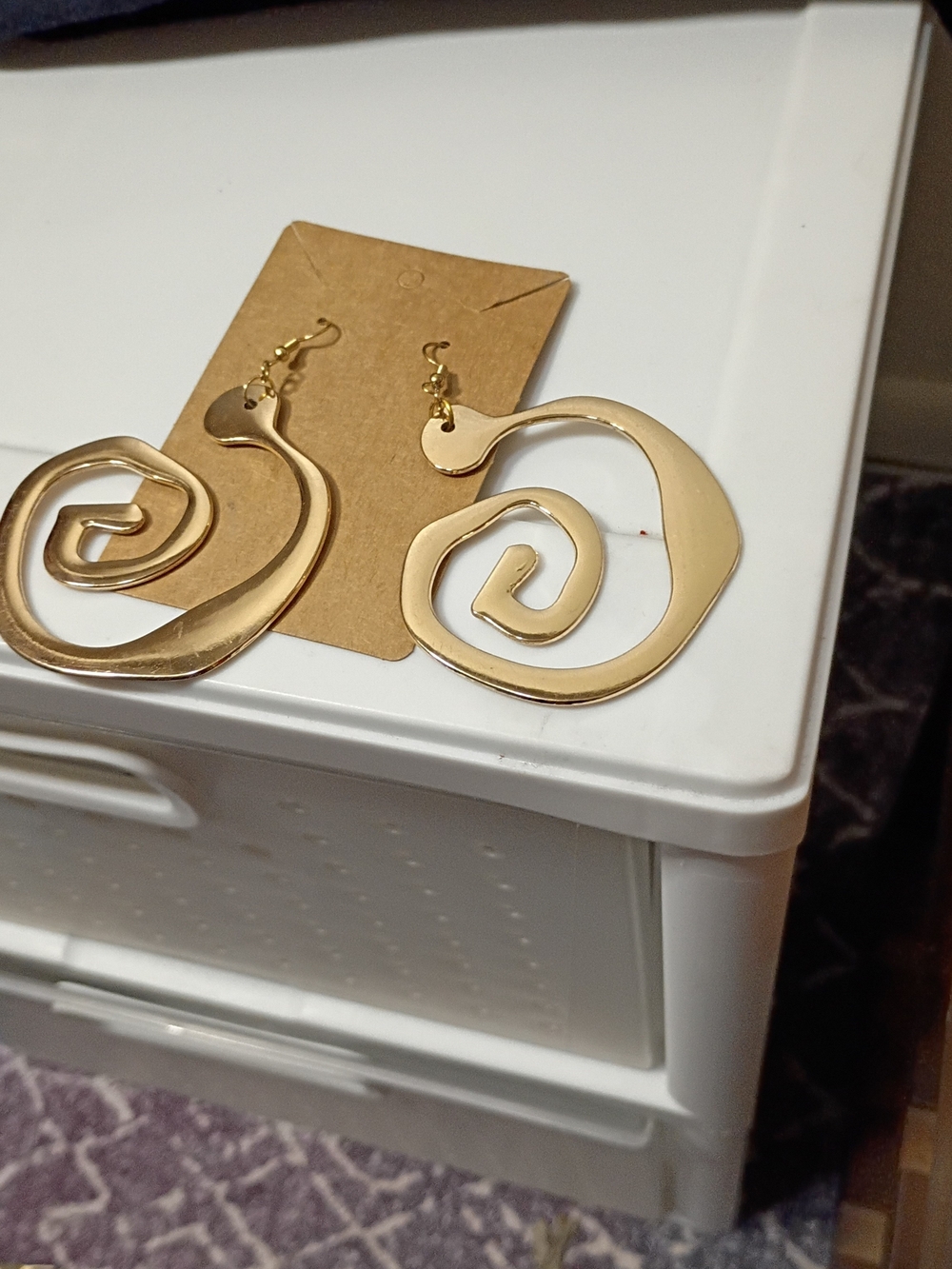 Bold Gold Spiral Drop Earrings Handcrafted